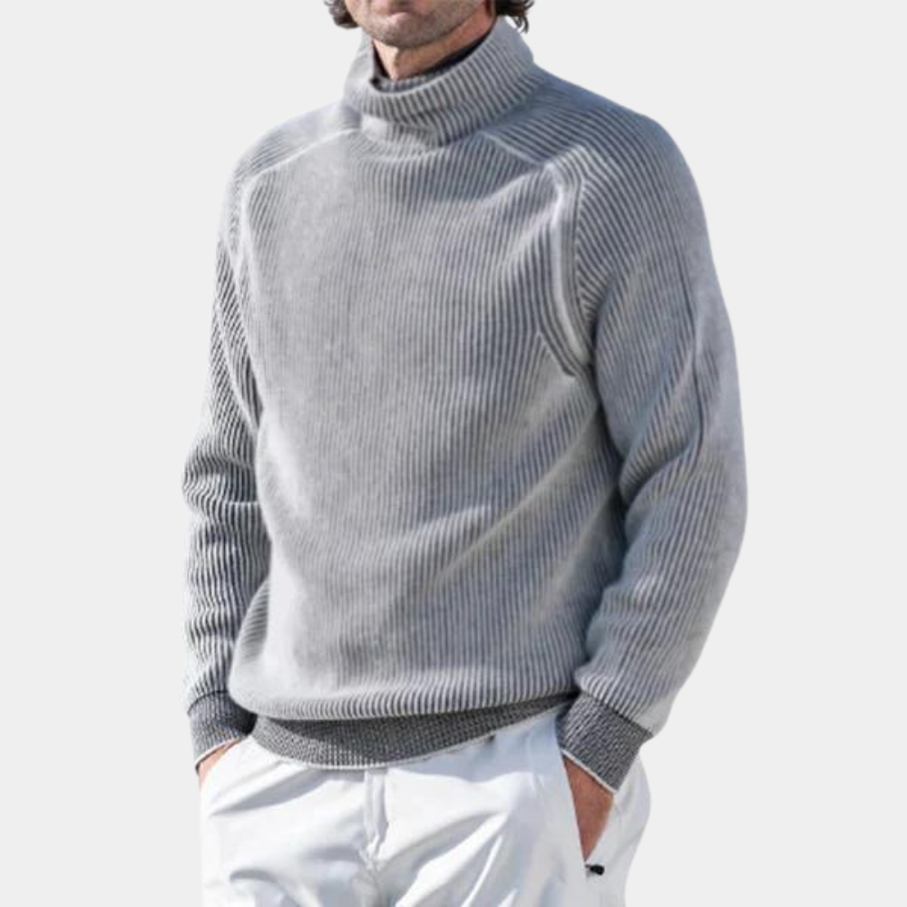 Pull à col roulé doux pour homme | Pull élégant avec patte de boutonnage