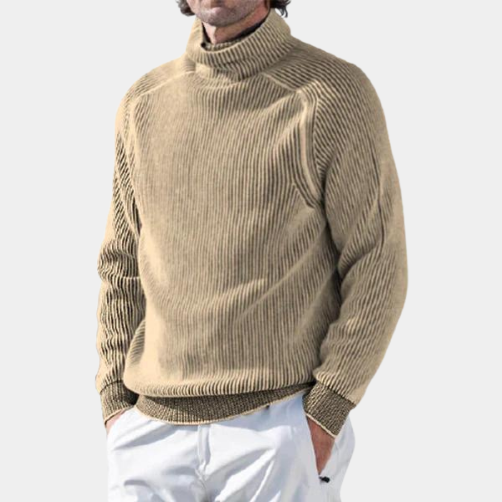 Pull à col roulé doux pour homme | Pull élégant avec patte de boutonnage