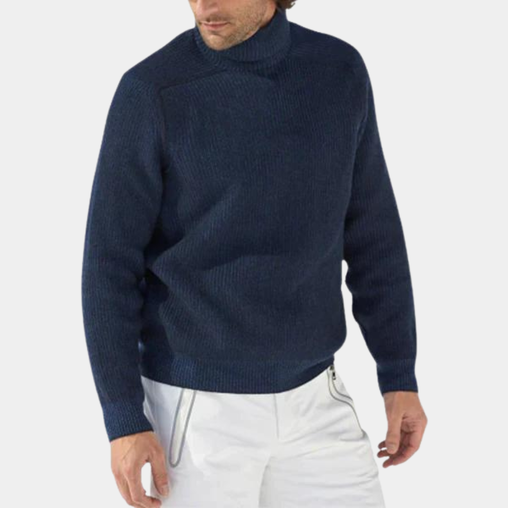 Pull à col roulé doux pour homme | Pull élégant avec patte de boutonnage