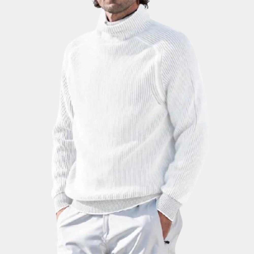 Pull à col roulé doux pour homme | Pull élégant avec patte de boutonnage