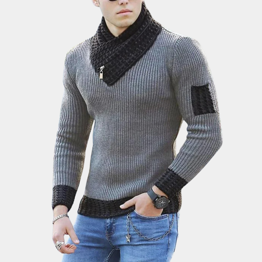 Pánský pletený svetr s módním límcem