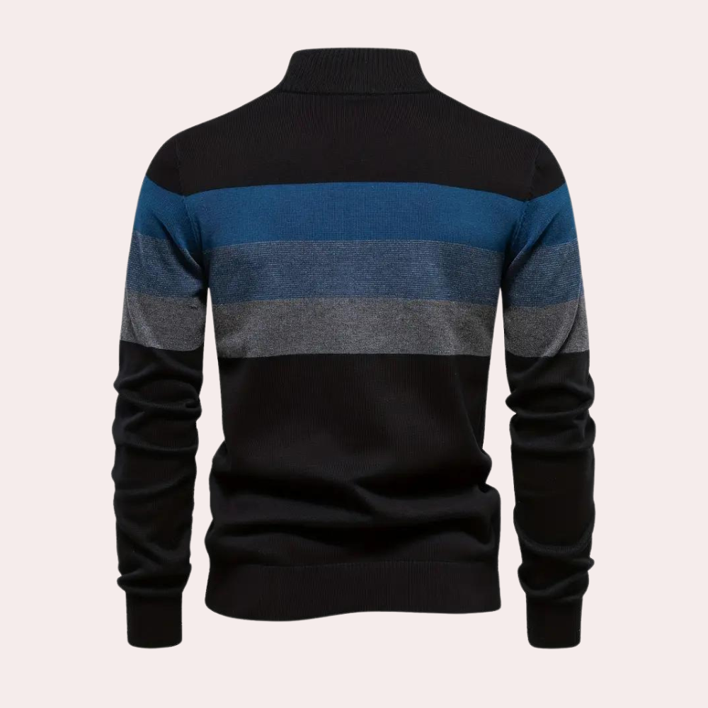 Maglione da uomo a blocchi di colore più caldo con cerniera lampo