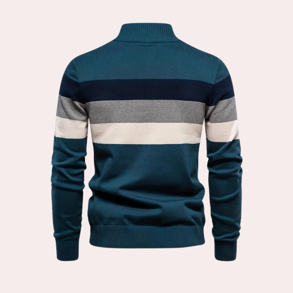 Maglione da uomo a blocchi di colore più caldo con cerniera lampo