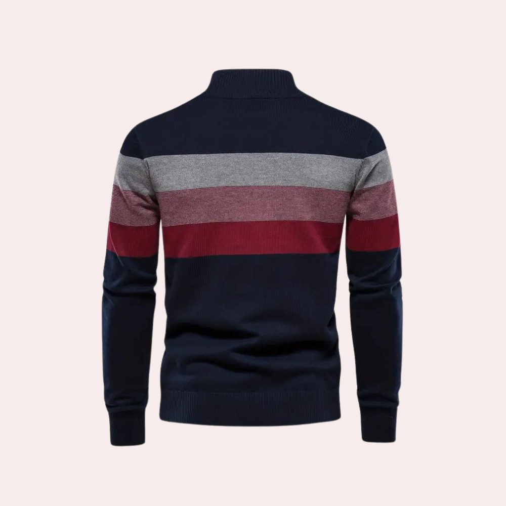 Maglione da uomo a blocchi di colore più caldo con cerniera lampo