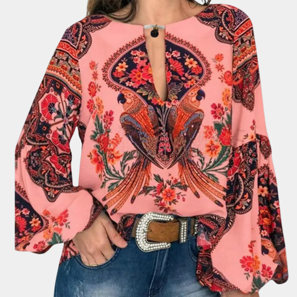 Isalina – bluse i boheme-chic med unikt design
