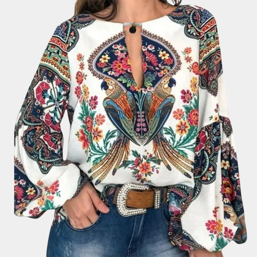 Isalina – bluse i boheme-chic med unikt design