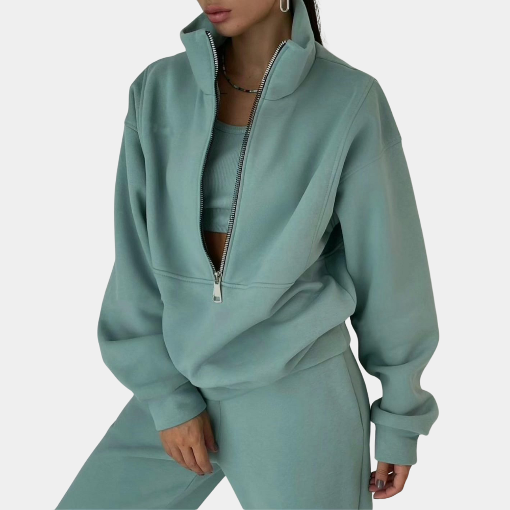 ActiveWear - Stylischer Trainingsanzug mit Pullover und Reißverschluss für Frauen