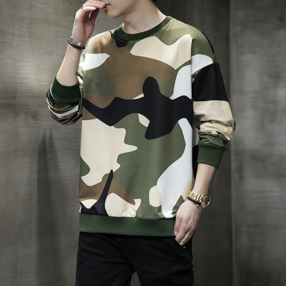 Beniamin - Åndbart camouflage-sweatshirt til mænd