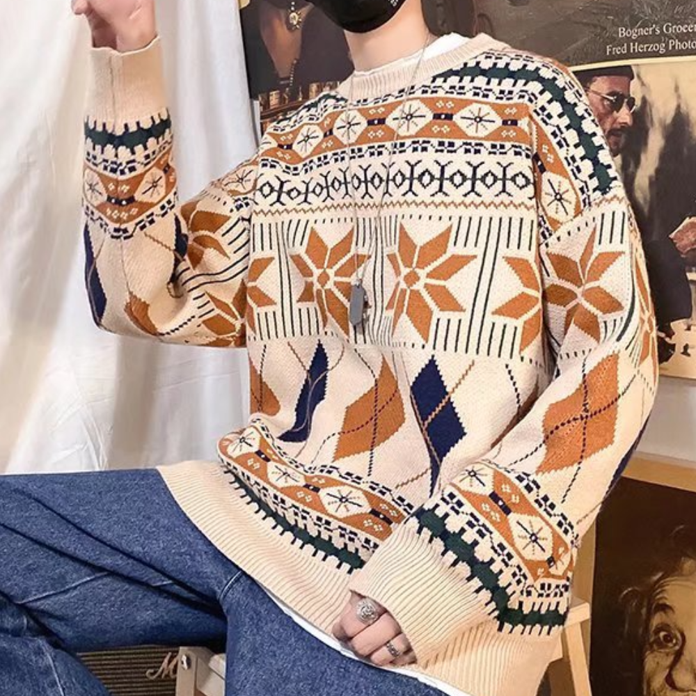 Nicusor - Strickpullover mit geometrischem Muster für Männer