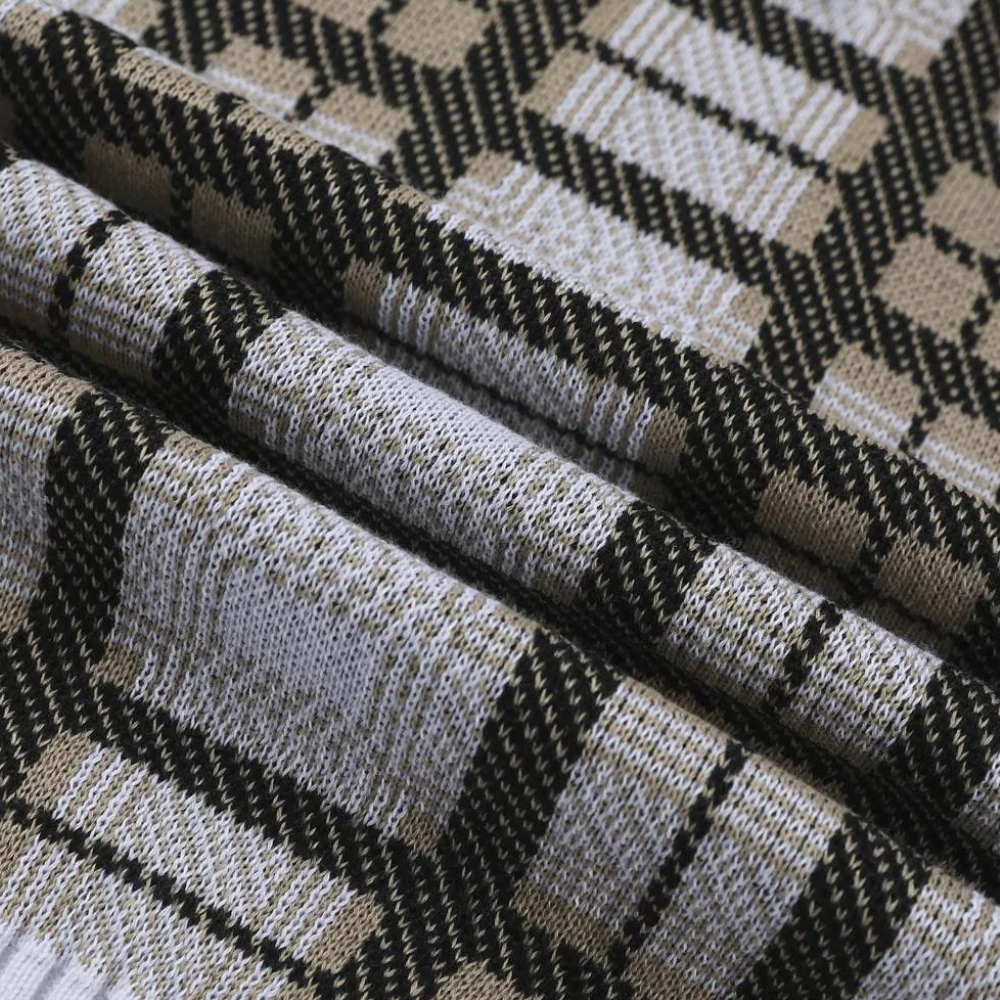 Emre - Pull en tricot pour hommes avec capuche et motif à carreaux