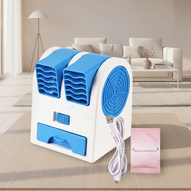 COOLBREEZE – Mini-Klimaanlage mit USB-Anschluss, leisem Betrieb und zwei Luftauslässen 1