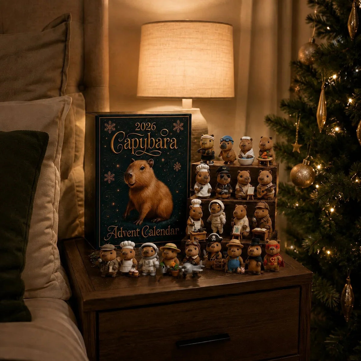 Adventskalender mit Wasserschwein-Motiven