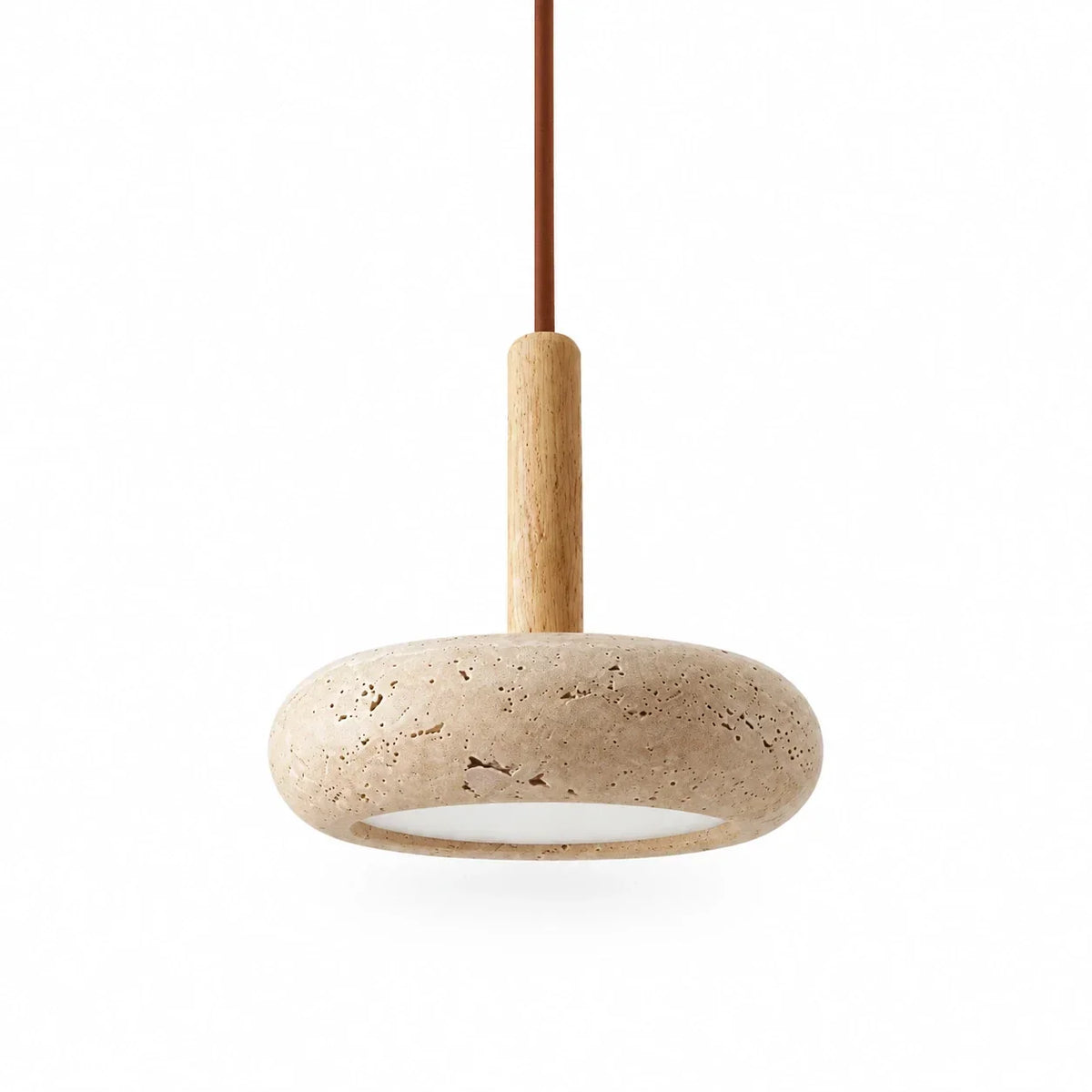 Caspin Sculptural Travertine Wood LED Pendant Light 10