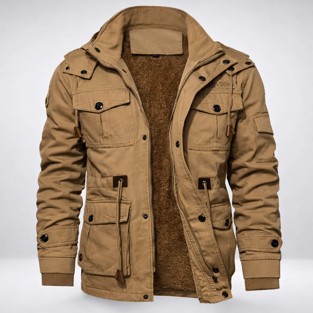 Pánská zimní bunda – teplá podšívka, stojáček a několik kapes pro každodenní nošení