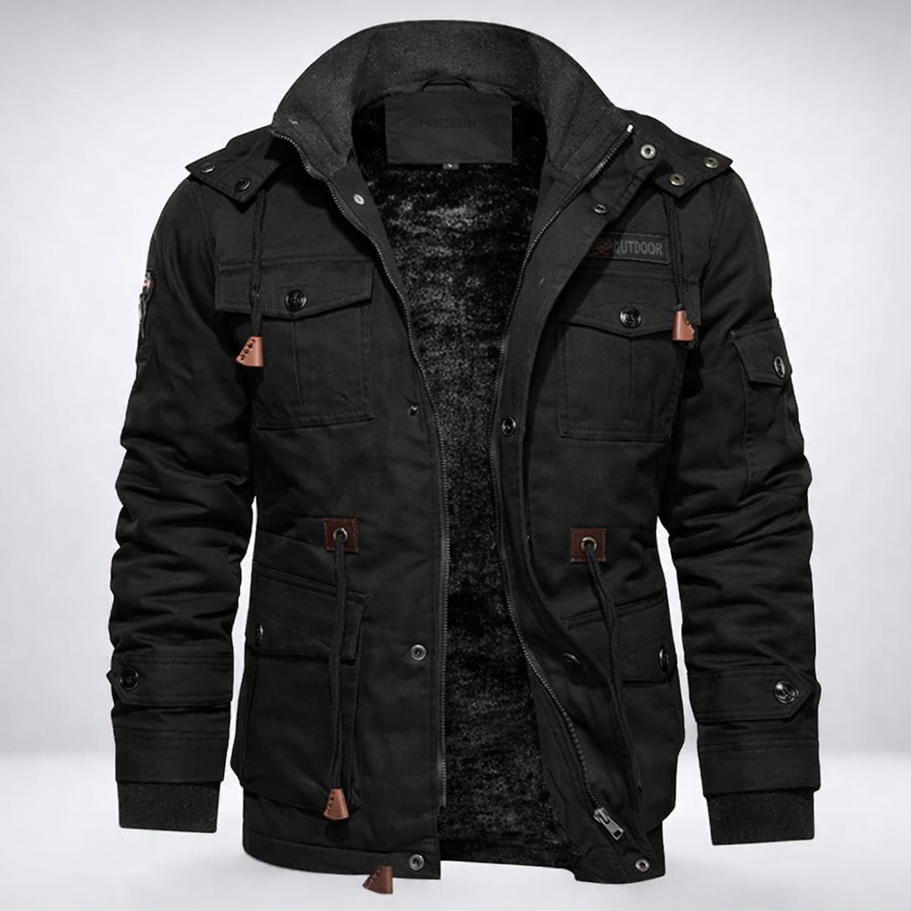 Pánská zimní bunda – teplá podšívka, stojáček a několik kapes pro každodenní nošení