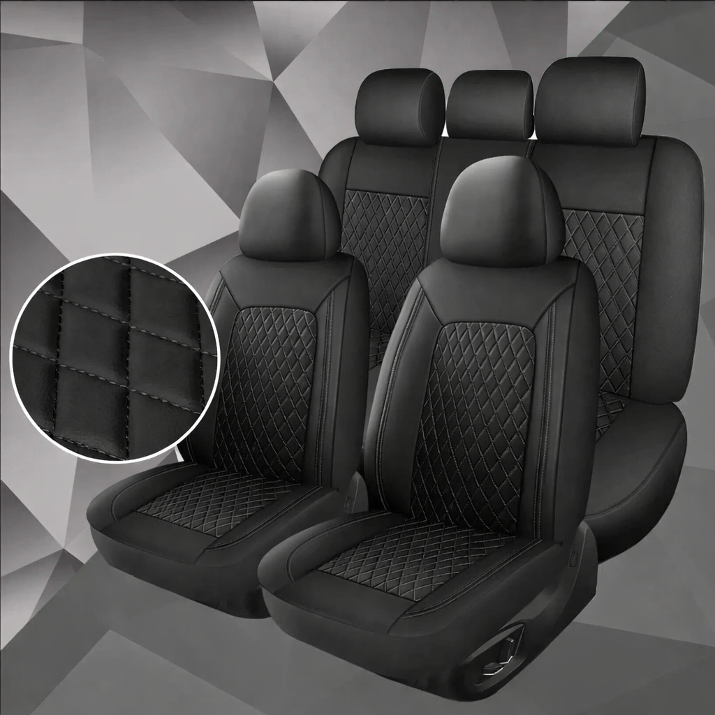 Autostoelbezüge 9-teilig – Gesteppte PU-Oberfläche & Universelle Passform