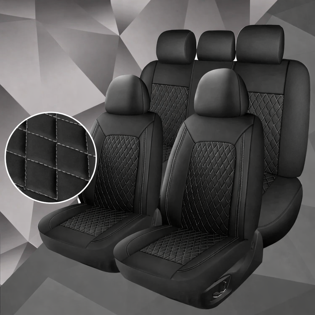 Autostoelbezüge 9-teilig – Gesteppte PU-Oberfläche & Universelle Passform