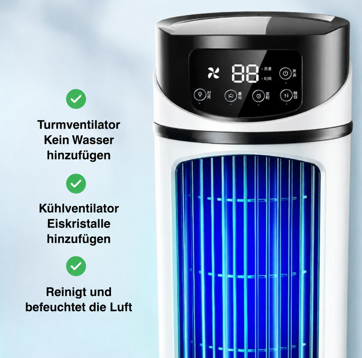 Mini Klimaanlage 3-in-1 – Ventilator mit Luftkühlung und Befeuchtung