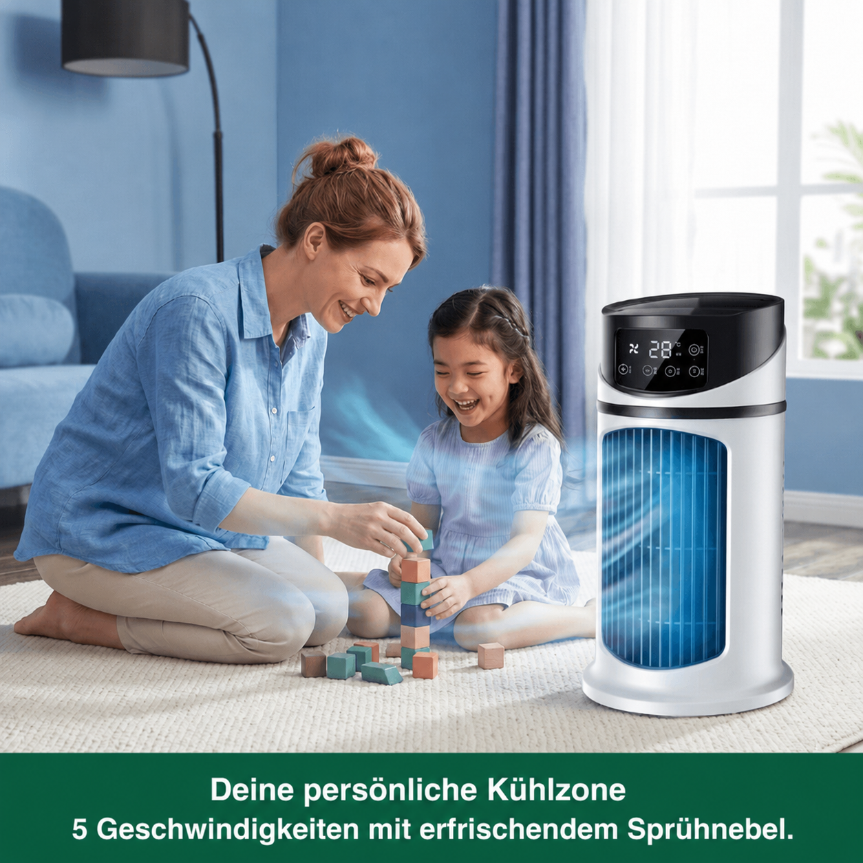 Mini Klimaanlage 3-in-1 – Ventilator mit Luftkühlung und Befeuchtung