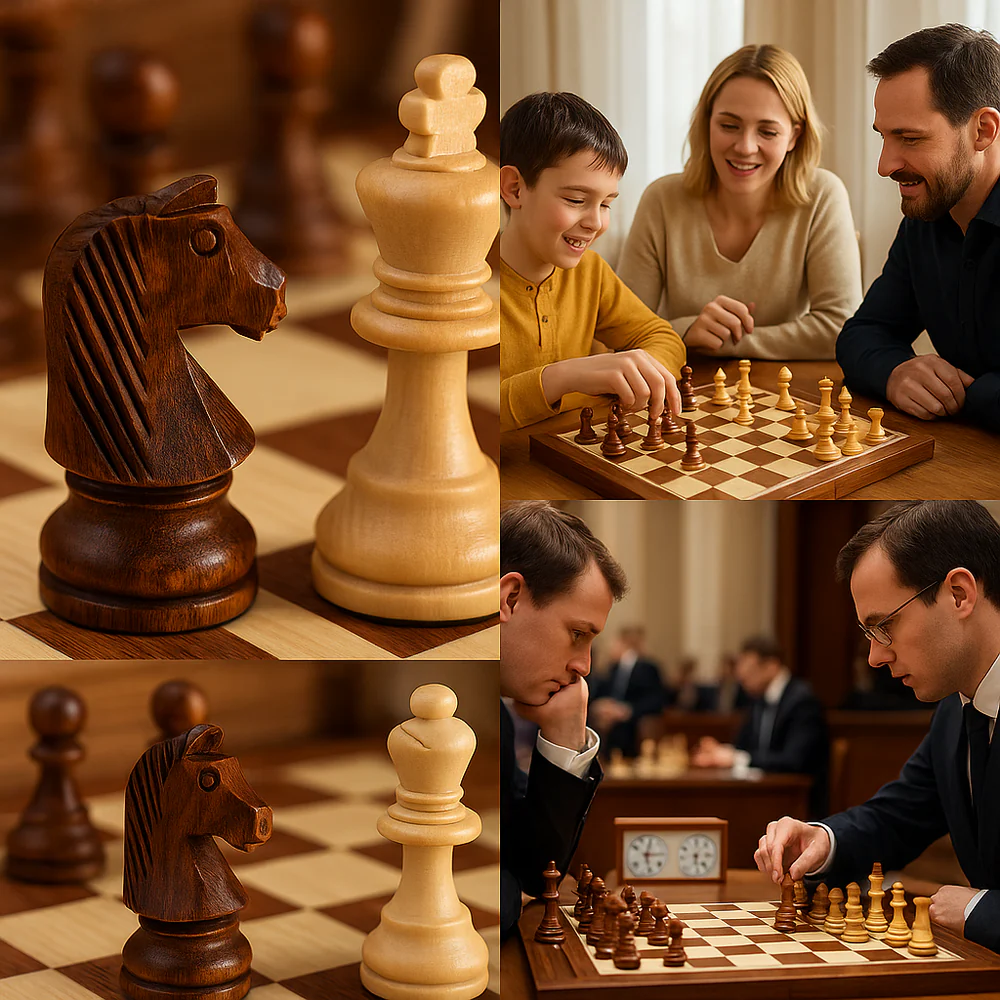 Regalis – Schachset aus Holz mit klappbarem Turnierbrett & Stauraum