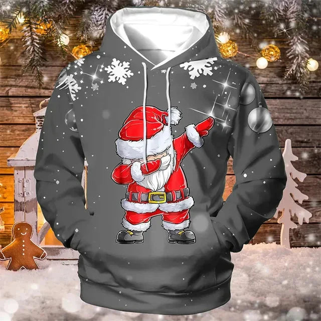 Gemütlicher Weihnachts-Kapuzenpullover - Langarm-Pullover für Männer für die Feiertage