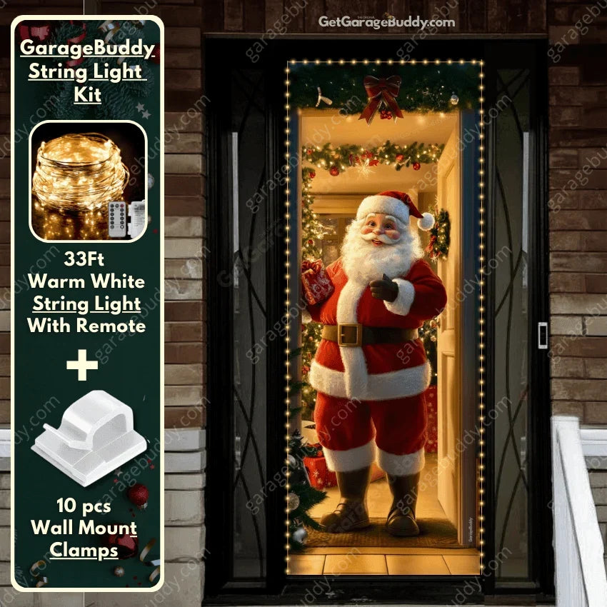 Christmas Door Cover with Elastic Corners for Easy Holiday Decoration 10