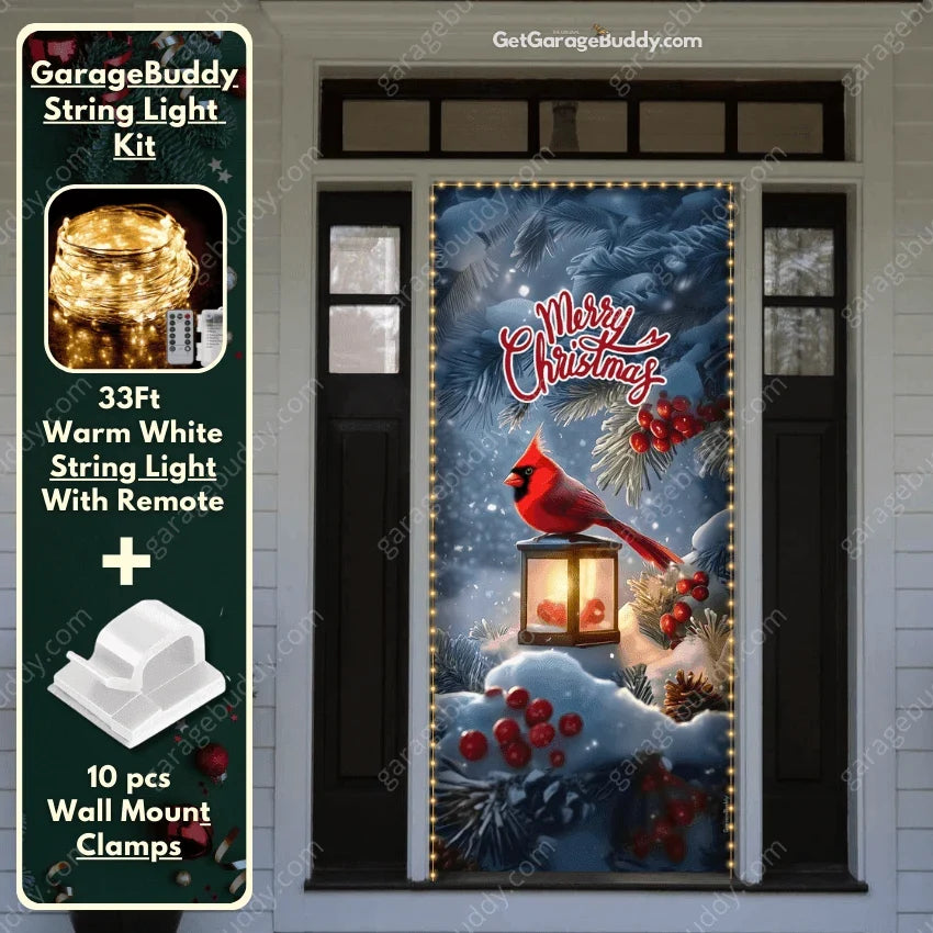 Christmas Door Cover with Elastic Corners for Easy Holiday Decoration 4