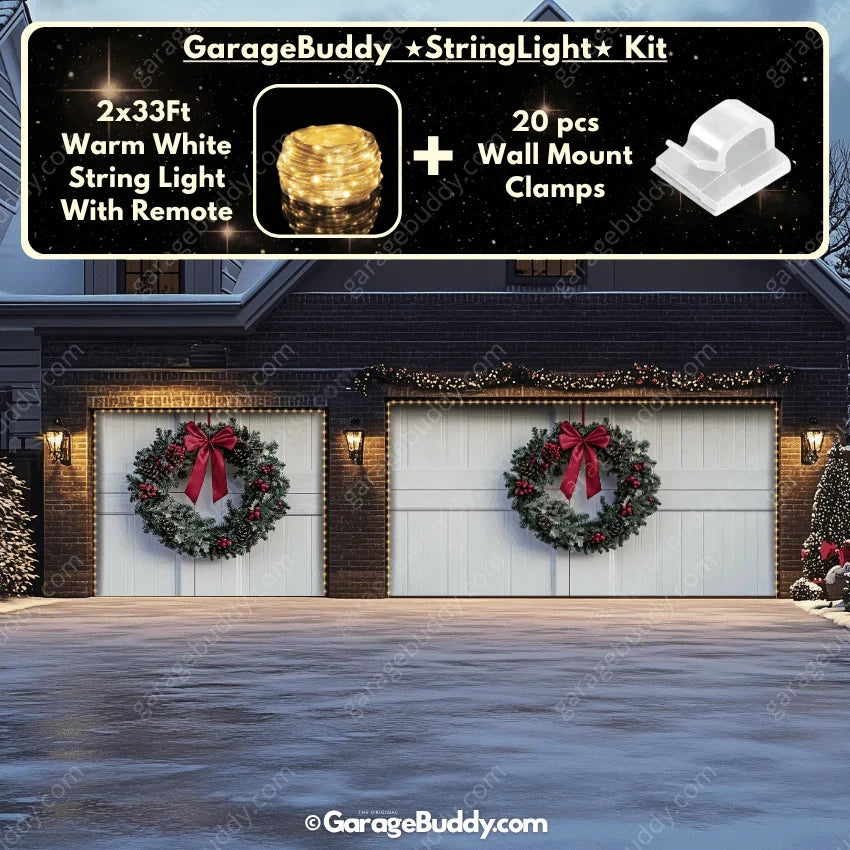 Christmas Garage Door Cover with Large Wreath for Holiday Outdoor Decor 11