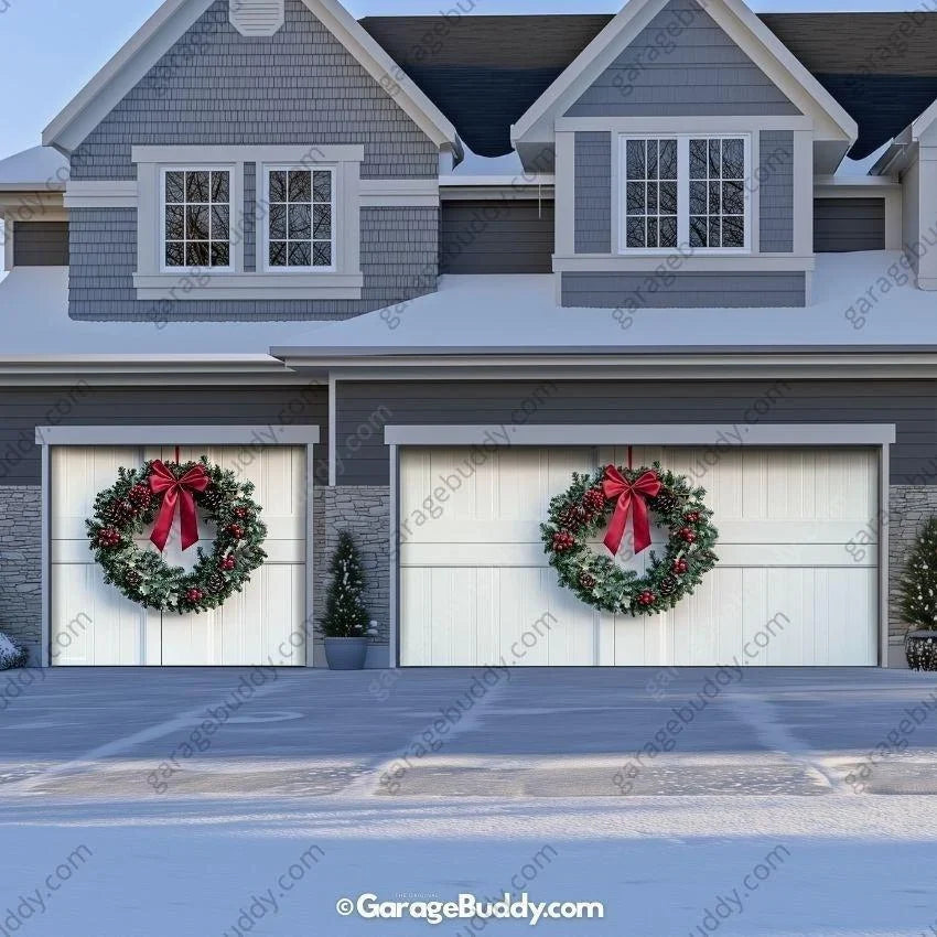 Christmas Garage Door Cover with Large Wreath for Holiday Outdoor Decor 8