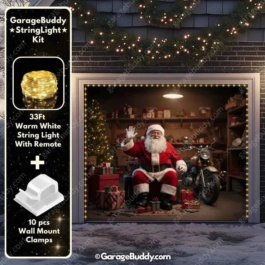 Christmas Garage Door Cover with Santa's Vintage Truck and Gifts for Holiday Decor 6