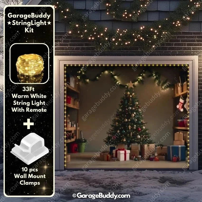 Christmas Garage Door Cover with Tree and Stockings, Holiday Outdoor Decor 6