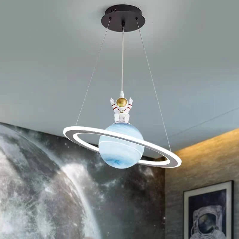 StarLite – dětský pokoj LED závěsné svítidlo motiv planet – modrá a oranžová