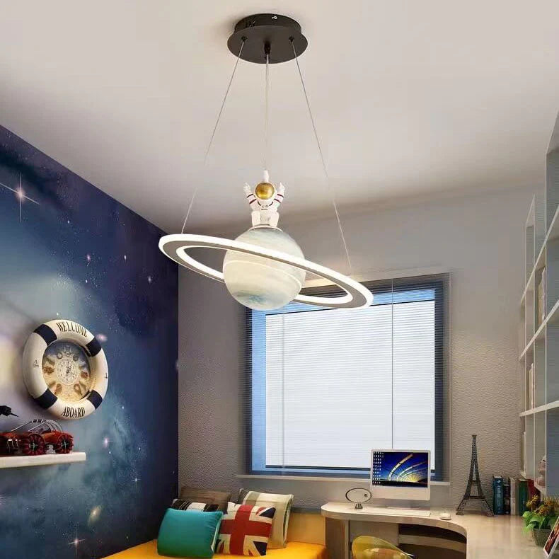 StarLite – dětský pokoj LED závěsné svítidlo motiv planet – modrá a oranžová