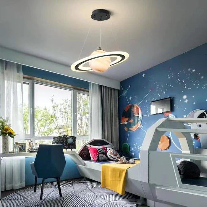 StarLite – dětský pokoj LED závěsné svítidlo motiv planet – modrá a oranžová