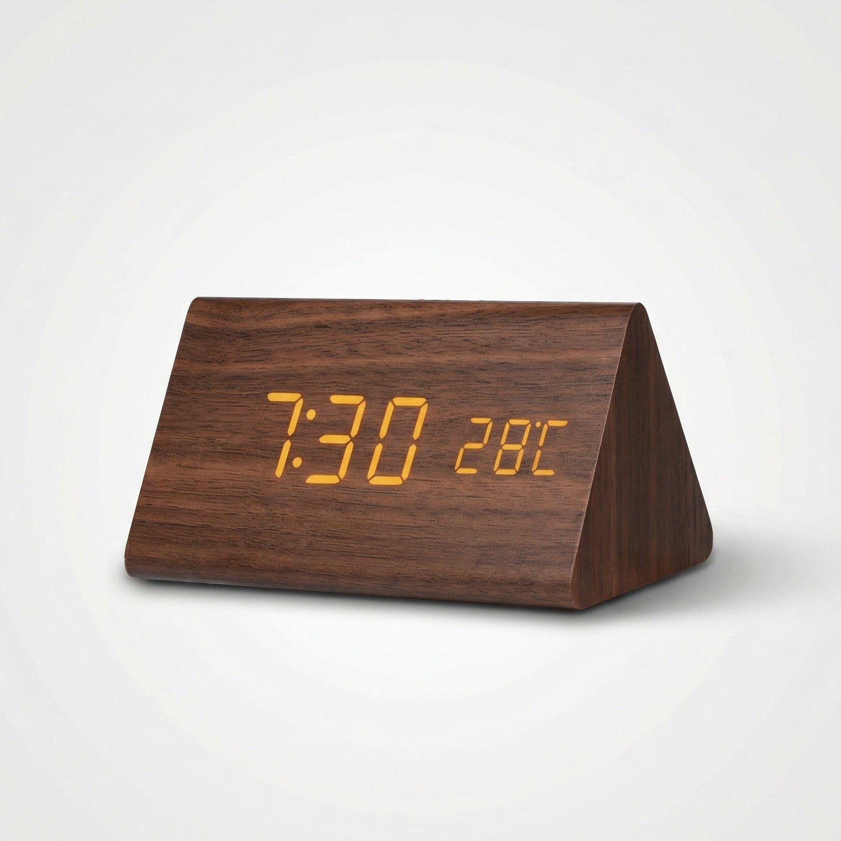 LED Holz Uhr – Soundaktivierung & Dimmbares Display mit Weckfunktion