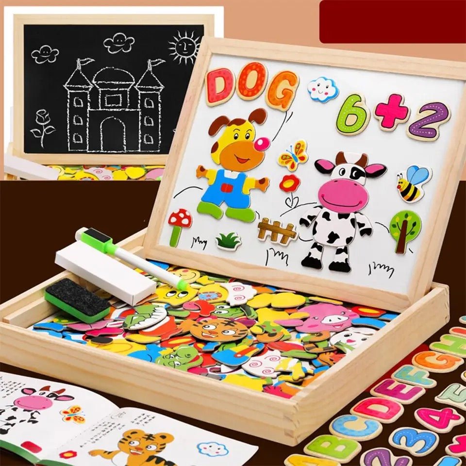 Magnetische Maltafel – 2-in-1 Holztafel mit Kreidetafel & Magnetspiel