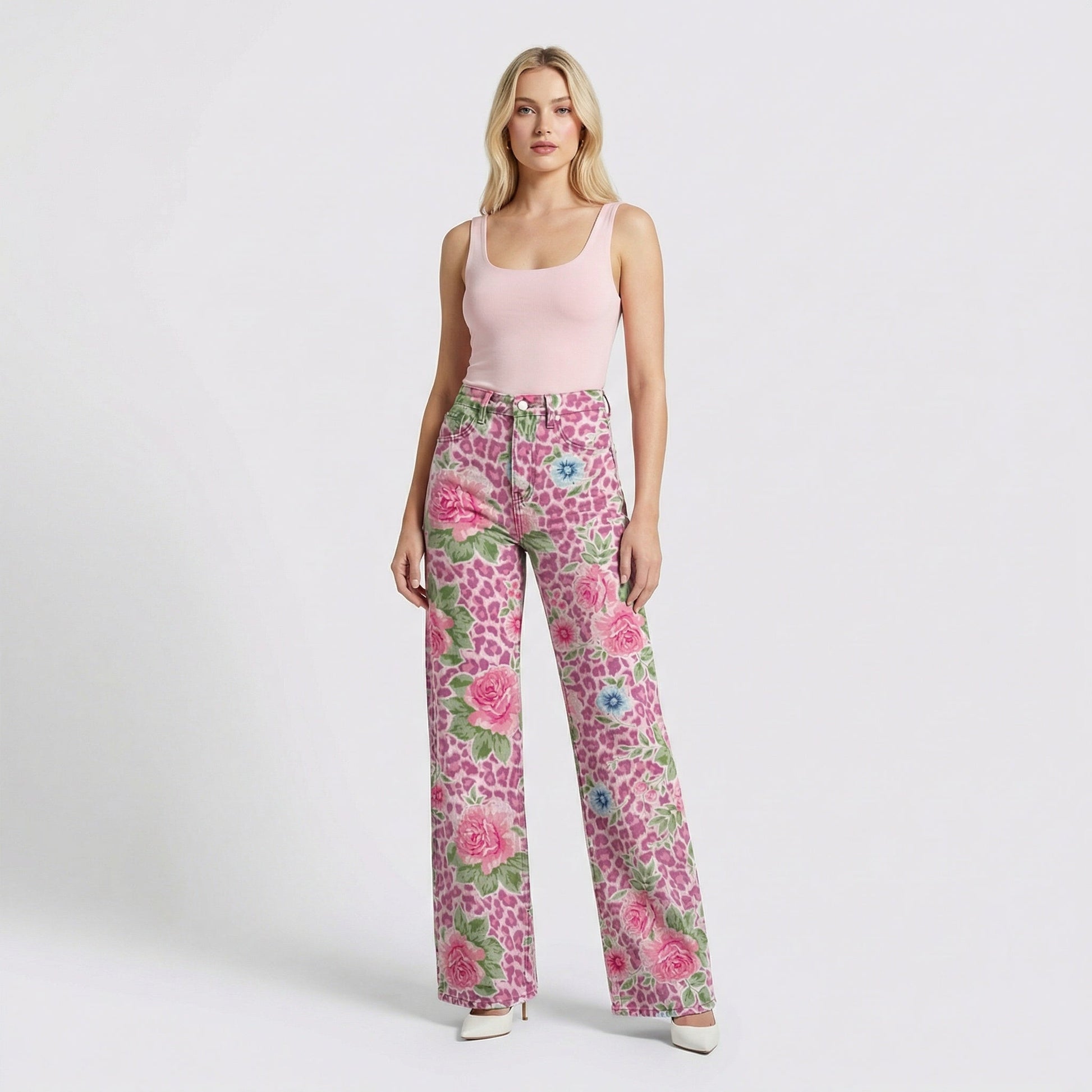 Vintage Wide Leg Bloemenbroek – Comfortabele Flared Damespants Vestragear