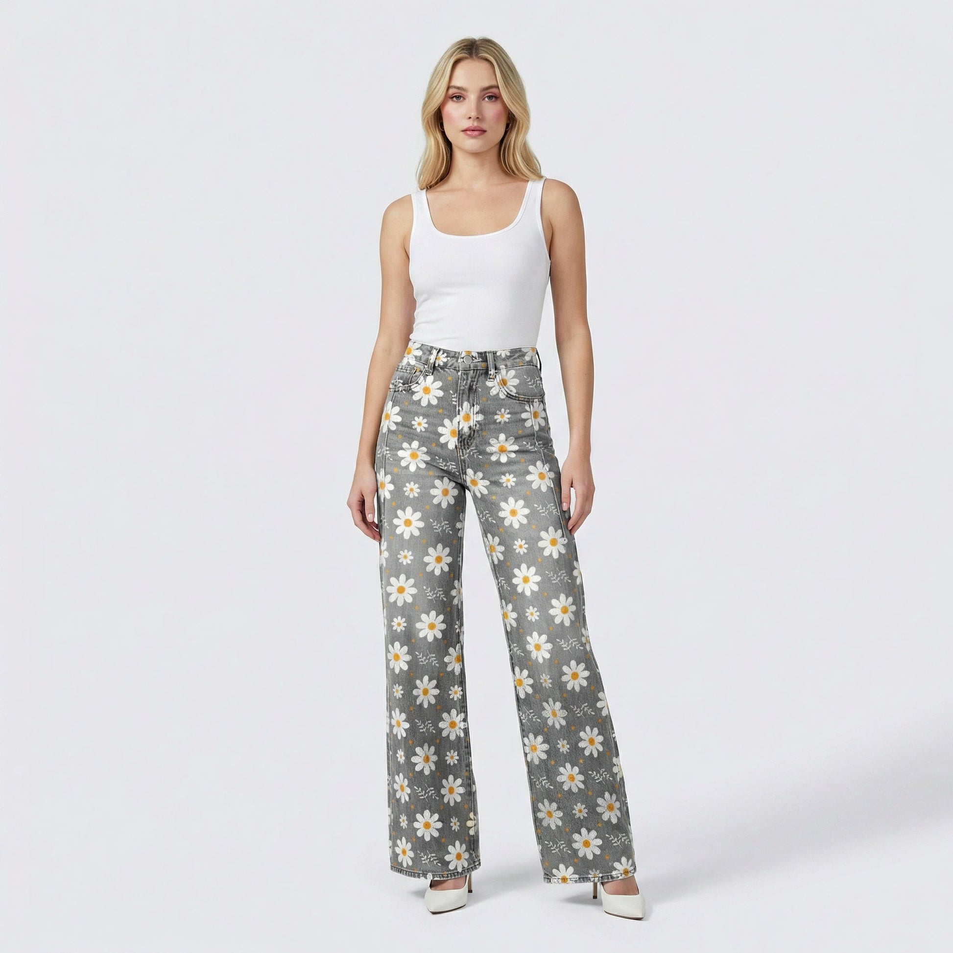 Vintage Wide Leg Bloemenbroek – Comfortabele Flared Damespants Vestragear