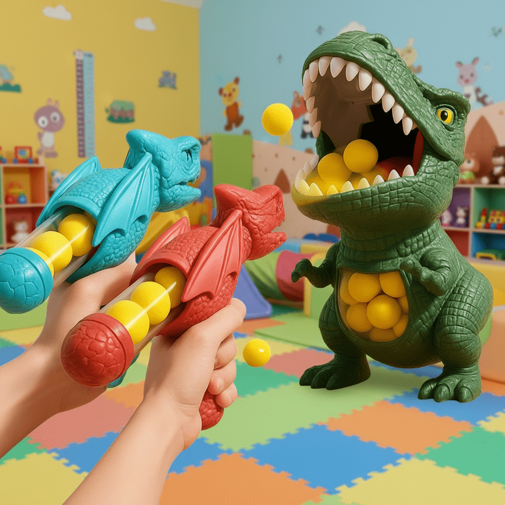 Dinosaurier Schießspiel – Soft Foam Blaster & Zielscheibe für Aktiven Spielspaß