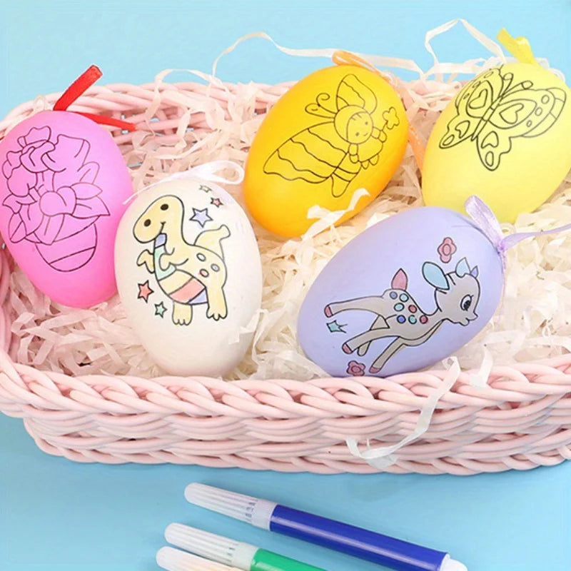 DIY Handgeschilderde Paaseieren Set voor Kinderen met 4 Gekleurde Markeringen 3