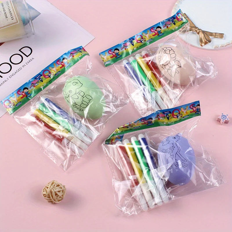 DIY Handgeschilderde Paaseieren Set voor Kinderen met 4 Gekleurde Markeringen 4