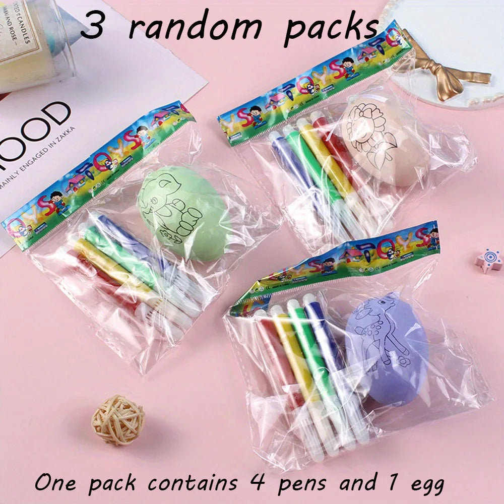 DIY Handgeschilderde Paaseieren Set voor Kinderen met 4 Gekleurde Markeringen 6