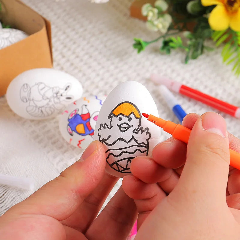 DIY Kleurset voor Paaseieren - Creatief Knutselpakket met 6 Eieren en Verfpen 4