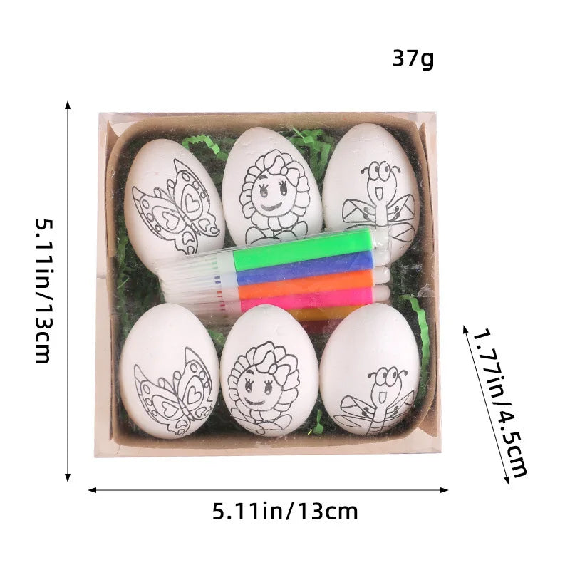DIY Kleurset voor Paaseieren - Creatief Knutselpakket met 6 Eieren en Verfpen 7