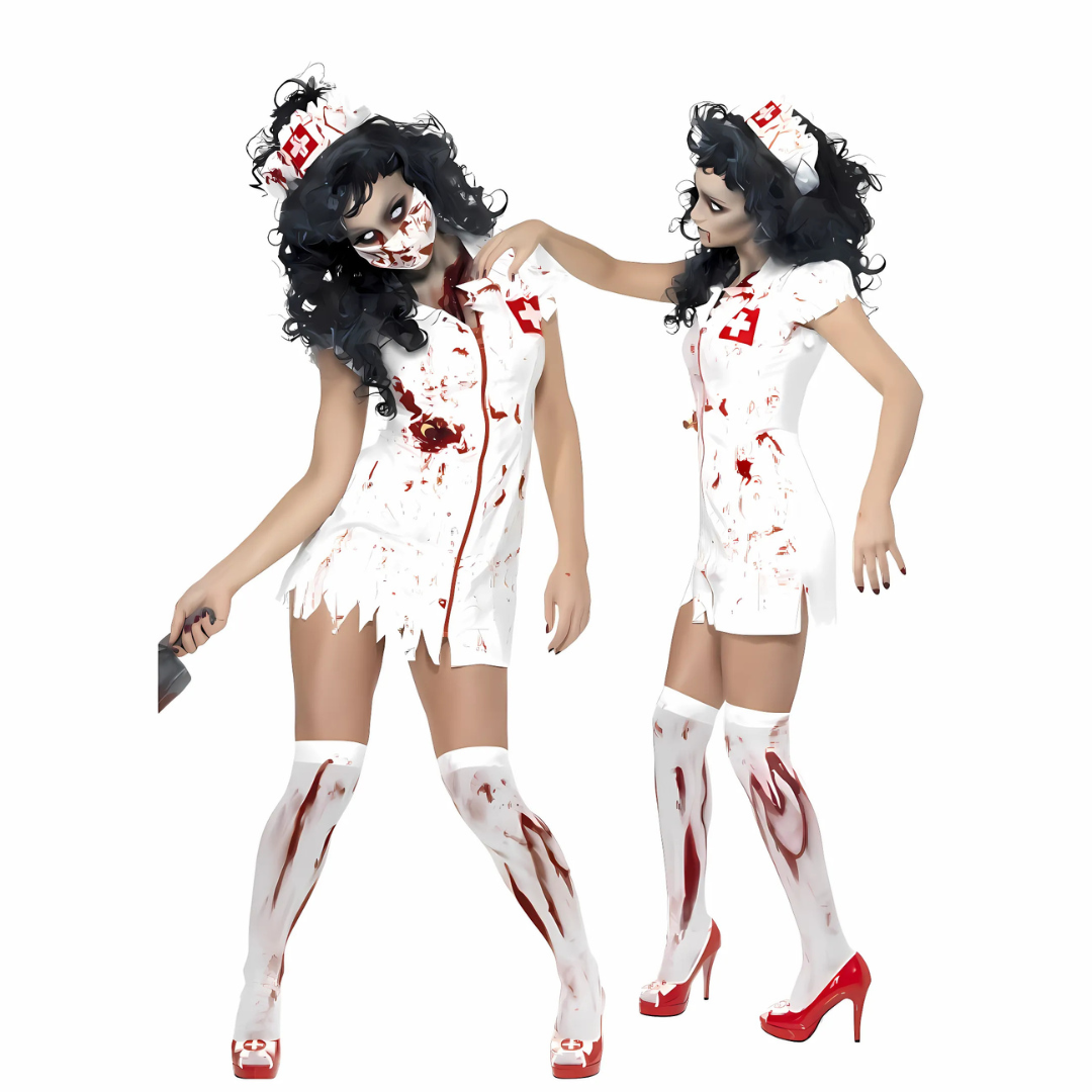 Dames Bloedige Halloween Kostuum Verpleegster Jurk | Mini 3