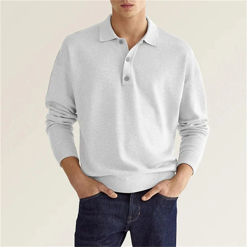 Elias - Elegante, casual polo a maniche lunghe