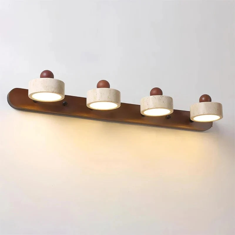 Dēmētēr Contemporary Natural LED Travertine Wood Wall Sconce 11