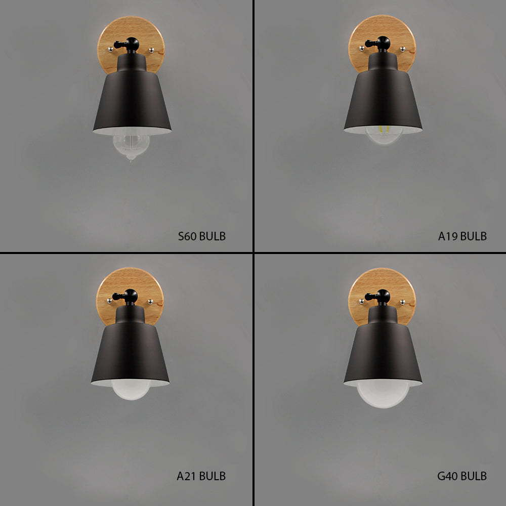 Liora – Wandleuchte Holz & Metall mit drehbarem Schirm – Modernes Design