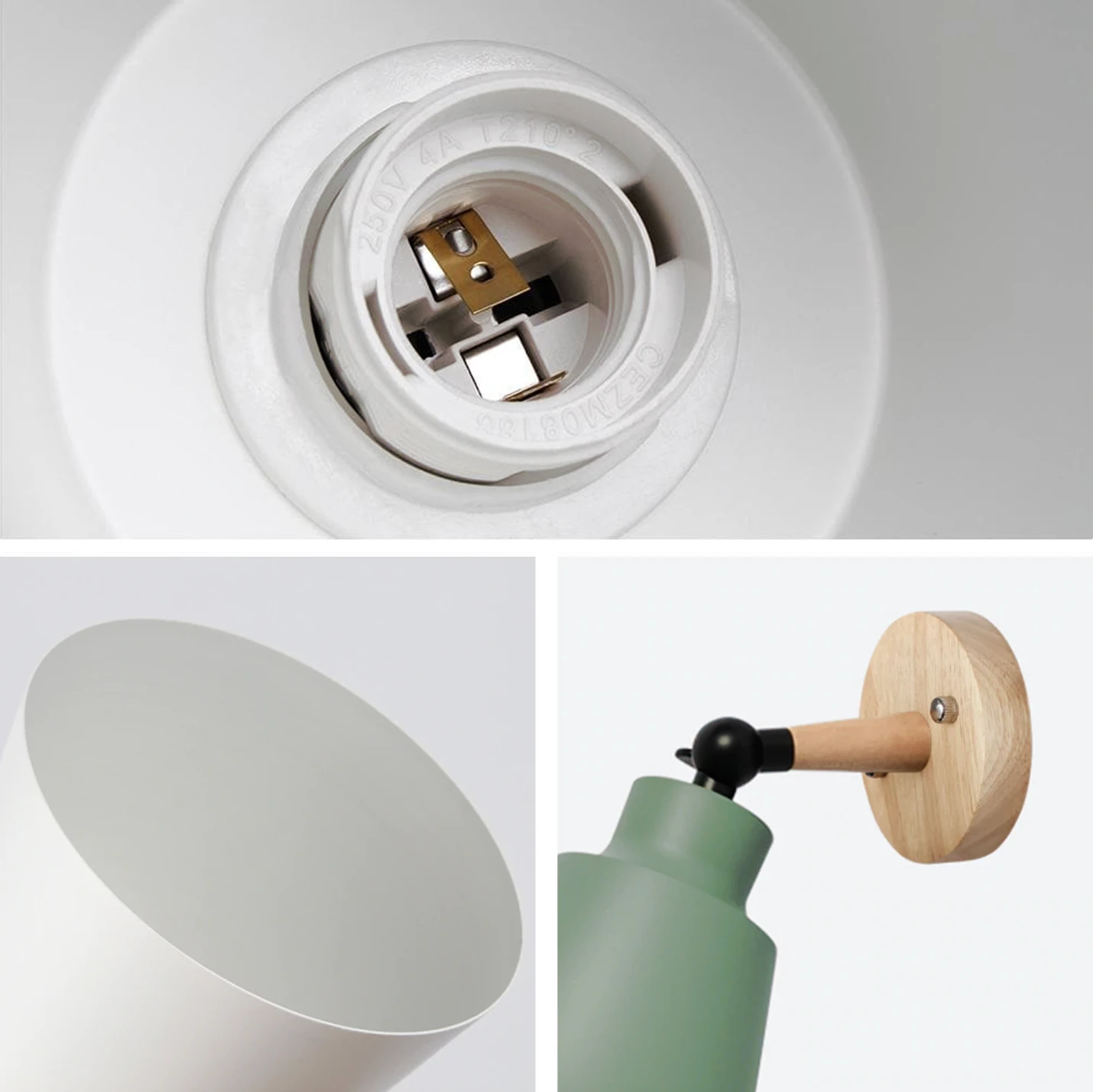 Liora – Wandleuchte Holz & Metall mit drehbarem Schirm – Modernes Design