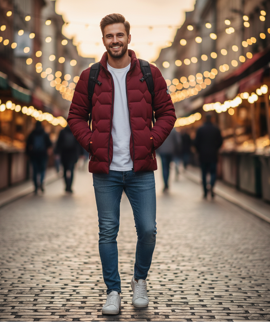 Dicke Herren Daunenjacke Warm & Wetterfest